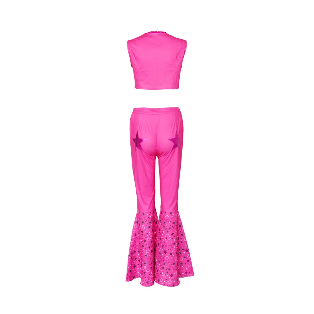 Cowgirl Suit Pink Vest Top and Flared Pants Adult and Kids Margot Robbie Cowboy's Look Girls Clothing Set Barbei Uniform kids clothing set girls clothing set