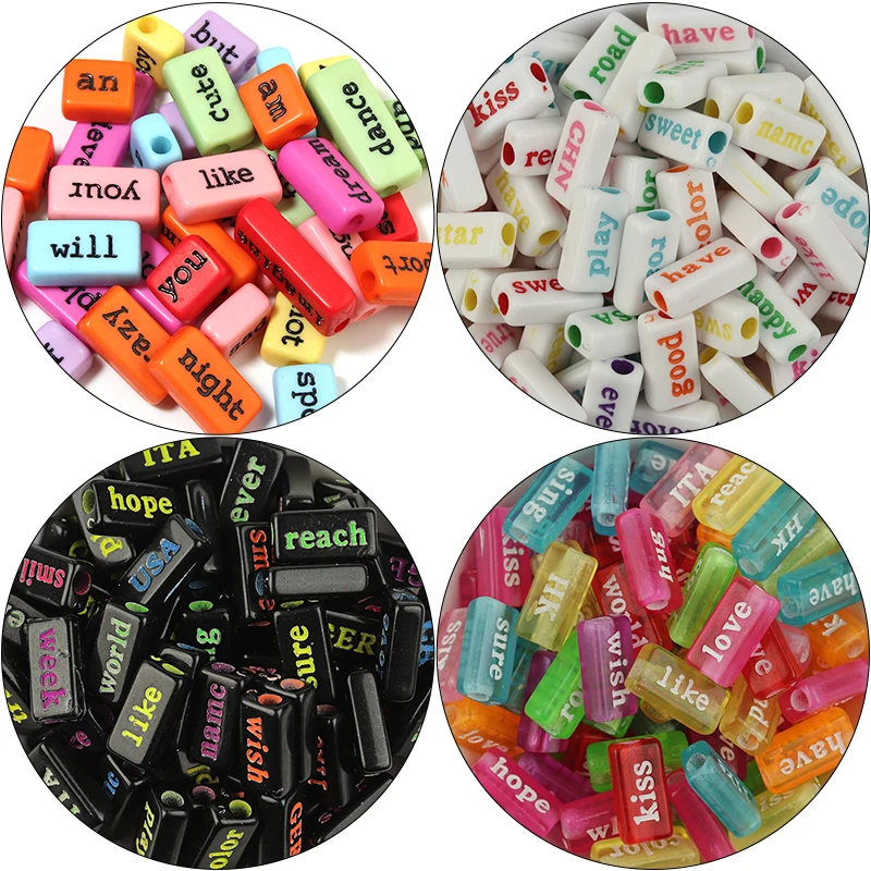 38-50 Stück/Lot Rechteckige Buchstabenperlen Acrylperlen Quadratische Lose Abstandsperlen für Schmuckherstellung Handgemachtes Armband Halskette