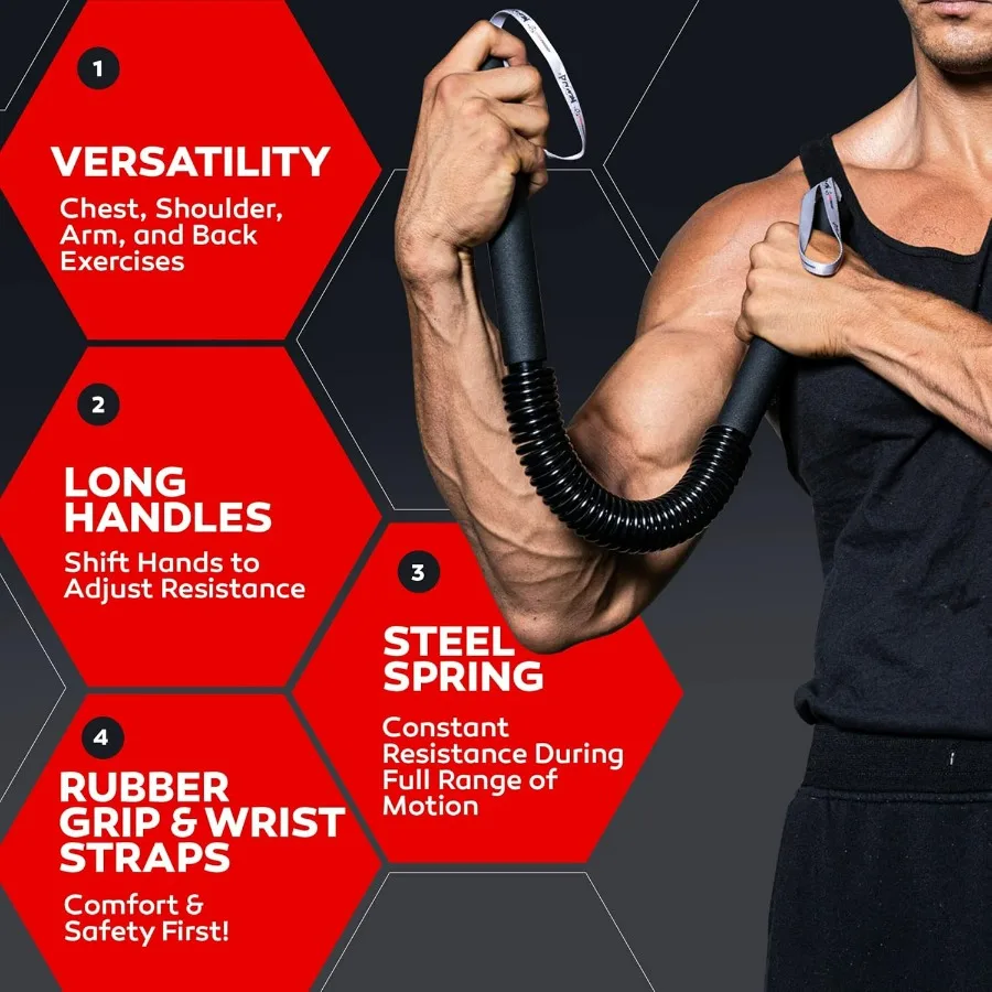 Python Power Twister Bar - Upper Body Exercise for Chest, Shoulder, Forearm, Bicep and Arm Strengthening Workout Equipment by