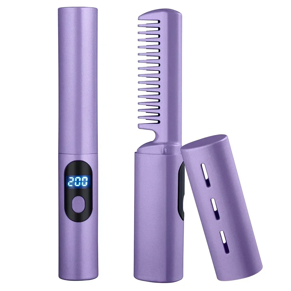 2 In 1 Lazy Straightener Hair Hot Comb Portable Mini USB Rechargeable Hair Straightener Fast Heating