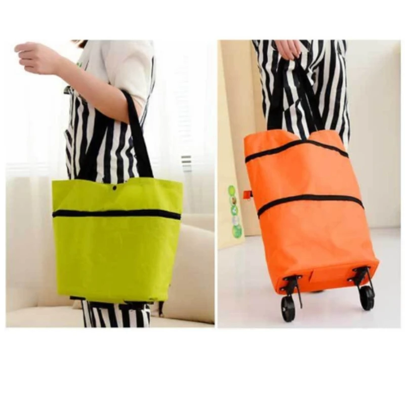 1pc Portable and Foldable Shopping Cart, Household Vegetable Cart, Lightweight with Wheels, Backpackable