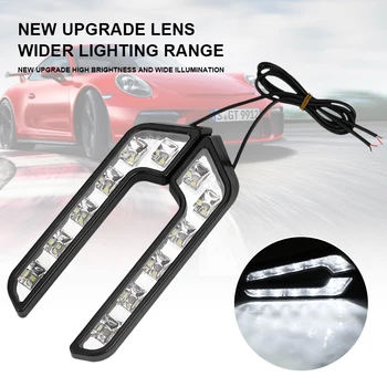 범용 LED 자동차 주간 주행등, L자형 DRL 백색등, 6LED, 12V, 660LM 방수 운전 안개등 액세서리, 2 개