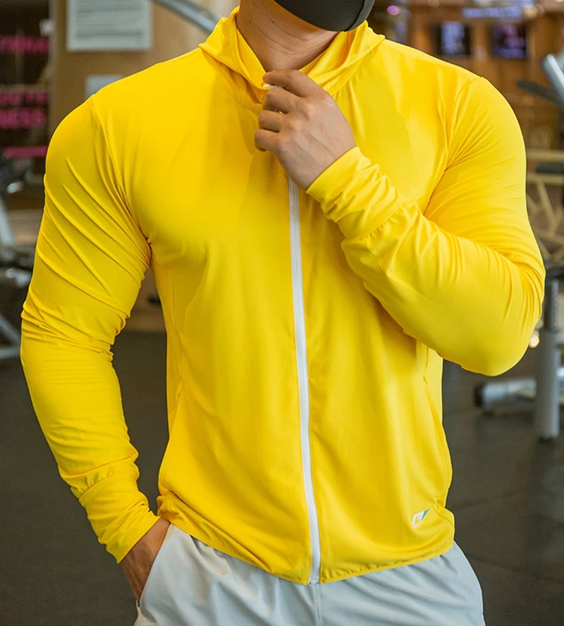 Men Ice Silk Quick Dry Hiking Basketball Running Jackets Hood Waterproof Fitness Gym Outdoor Sports Windbreaker