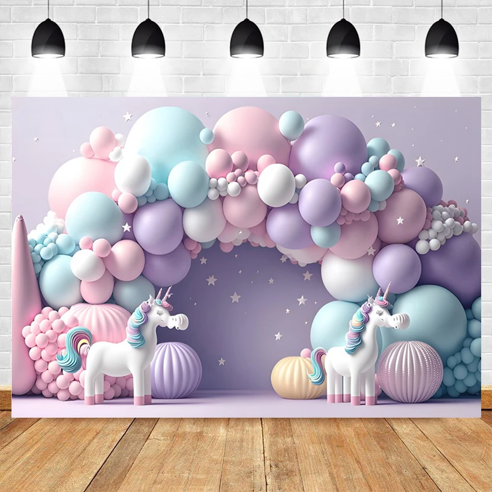 Newborn 1st Birthday Party Photography Backdrop Colorful Balloon Boy Girl First Birthday Decoration Baby Shower Photo Background