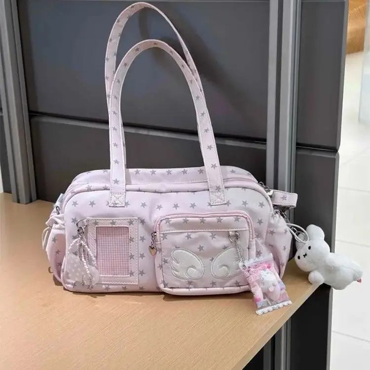 JIAERDI Japanese Star Print Anime Ita Bag Women Wing Y2k Large Capacity Shoulder Bags Ladies Sweet Cute Pink Crossbody Bag 2025