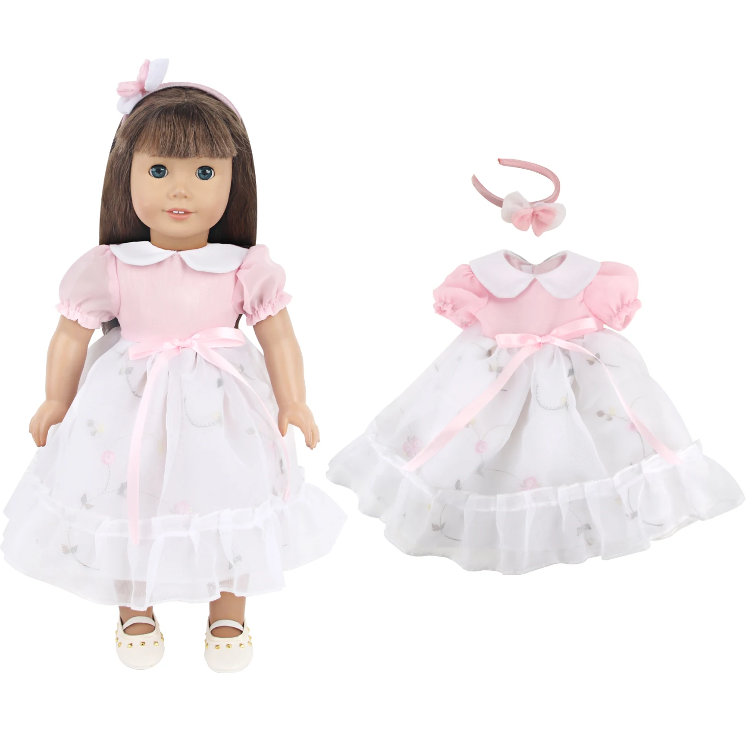 핑크 색상 큰 활 매듭 인형 원피스, 43cm 용,  인형, 귀여운 우아한 치마, 18 인치 미국 및 Og, 러시아 소녀 인형