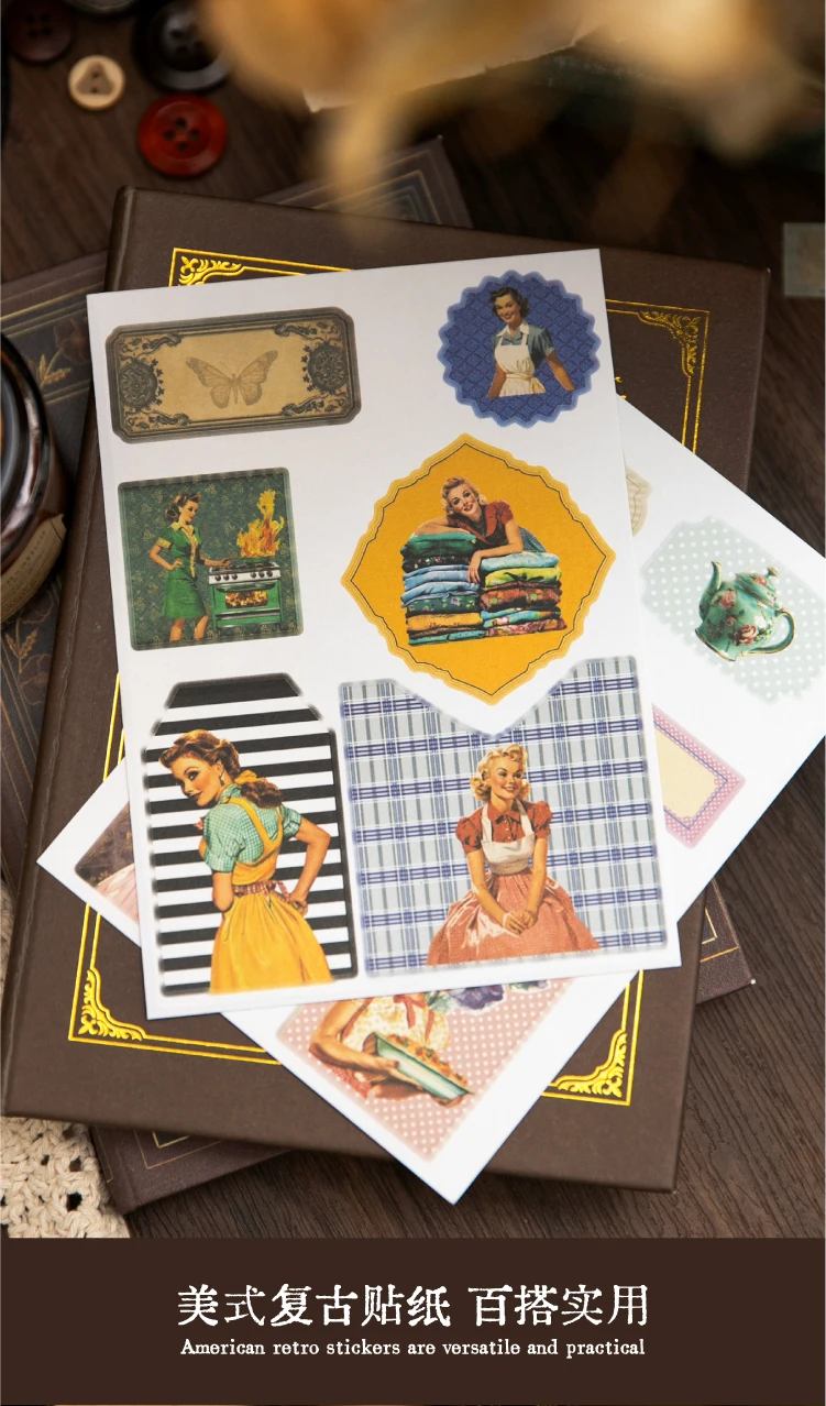 Journal GO 10 Stück Retro American Style Vintage Poster Cartoon Aufkleber DIY Laptop Scrapbooking Collage Journal Graffiti Aufkleber Spaß – Detail 4