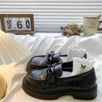 2026 New Women's Bowknot PU Leather Loafers, Comfort Soft Sole Flat Shoes, Classic Black/Brown Casual Office Sneakers 1