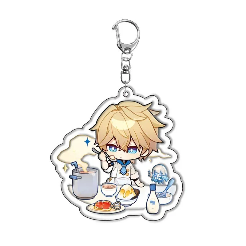 Anime Honkai: Star Rail Game Portachiavi Cute Sampo Gepard Dan Heng Q Version Print Acrilico Ciondolo Portachiavi Accessori Per Gioielli