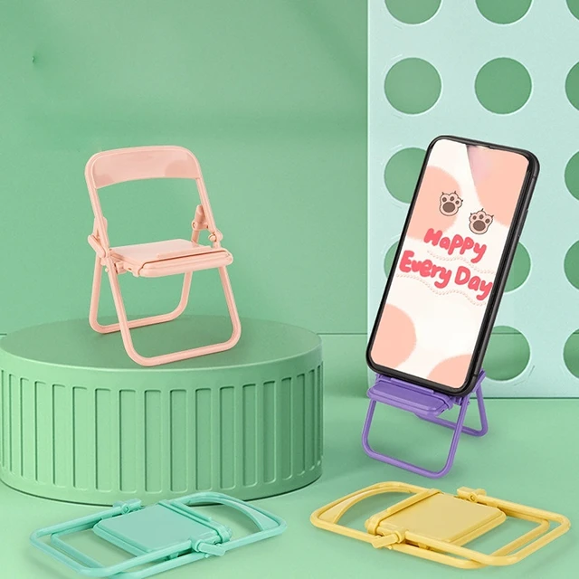 Hordozható Mini Mobiltelefon Állvány Asztali Szék 4 Színes Beállítható Makaron Színű Összecsukható Zsugorodási Dekoráció - Image 2