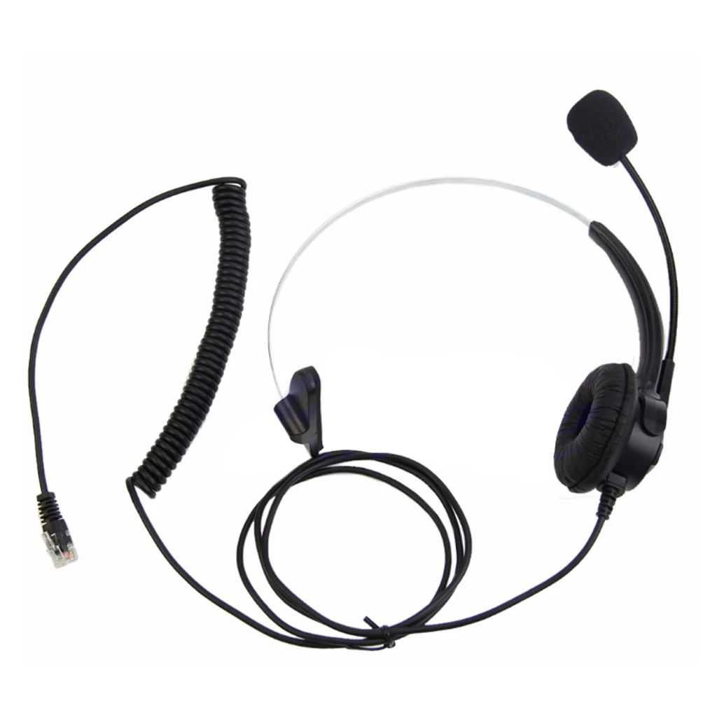 G5AA 4-Pin RJ11 Monaural Corded Operator Call Center Telephone Headset Headphone BK