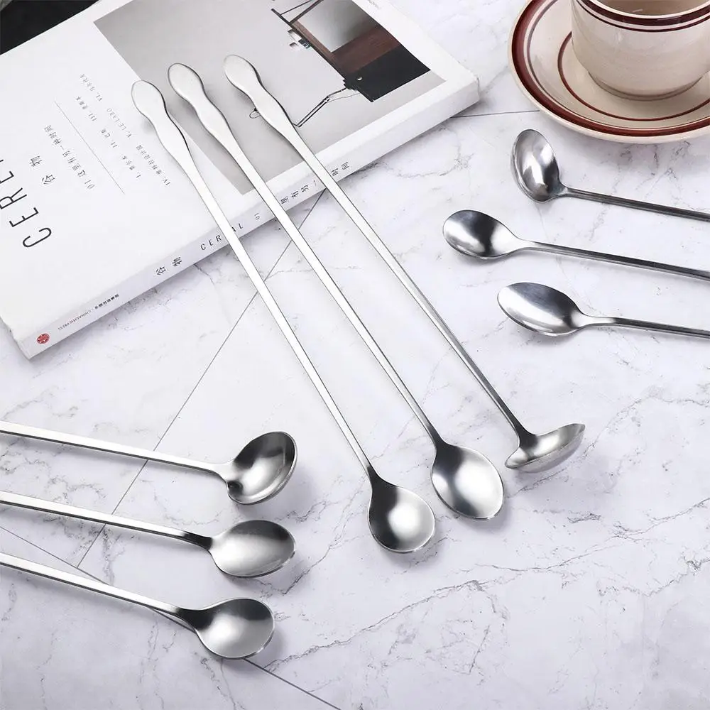 Tea Coffee Soup Spoon For Eating Mixing Stirring Long Handle Teaspoon Spoon Cocktail Ice Cream Honey Spoons Kitchen Cutlery