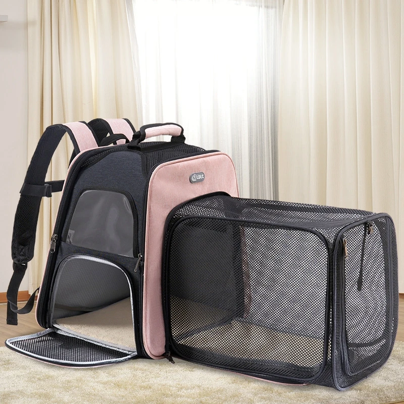 

High Quality Cat Bag Expanding Backpack Breathable Dual Backpack Big Space Pet Backpack Portable Folding Pet Travel Transport Ba