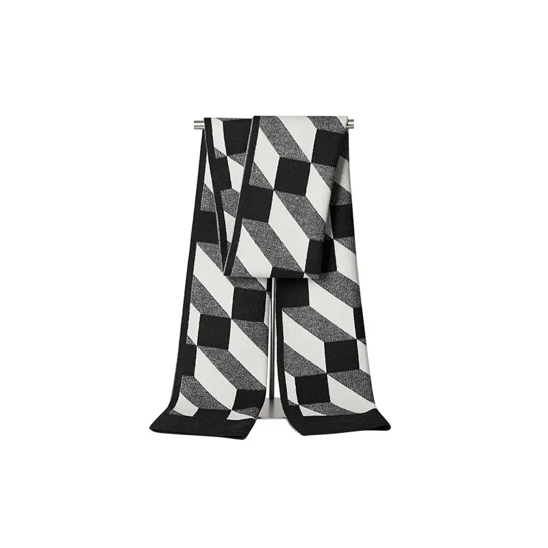 Fashion Design Scarf Imitation Wool Wraps Men Plaid Thick Warm Skin-friendly Business Muffler Male Classic Simple Young Scarves