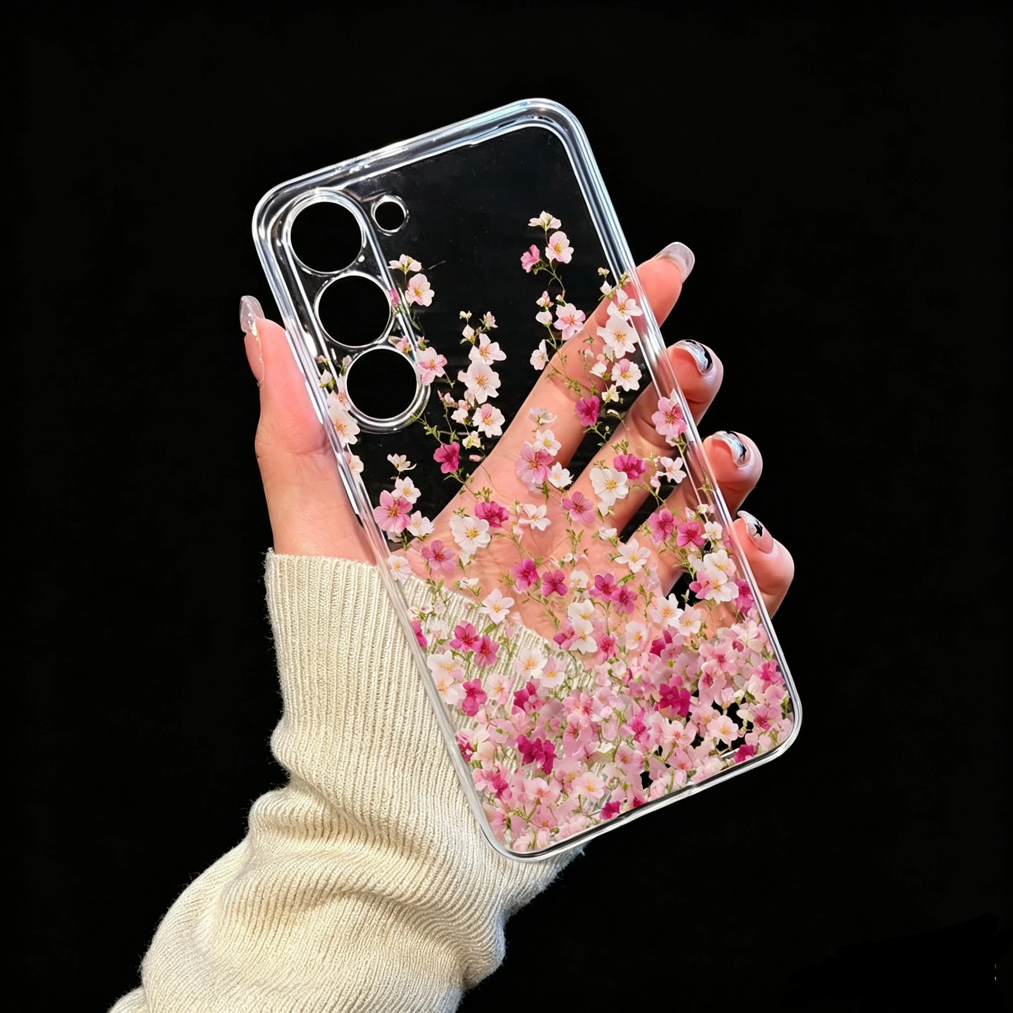 Floral Pattern Clear Soft Silicone Daily Use Phone Case