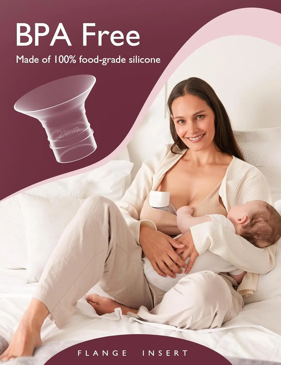 Silicone Flange Inserts for Breast Pumps Electric Breast Pumps Shield Nipple Tunnel Narrow Connector Feeding Essential 6