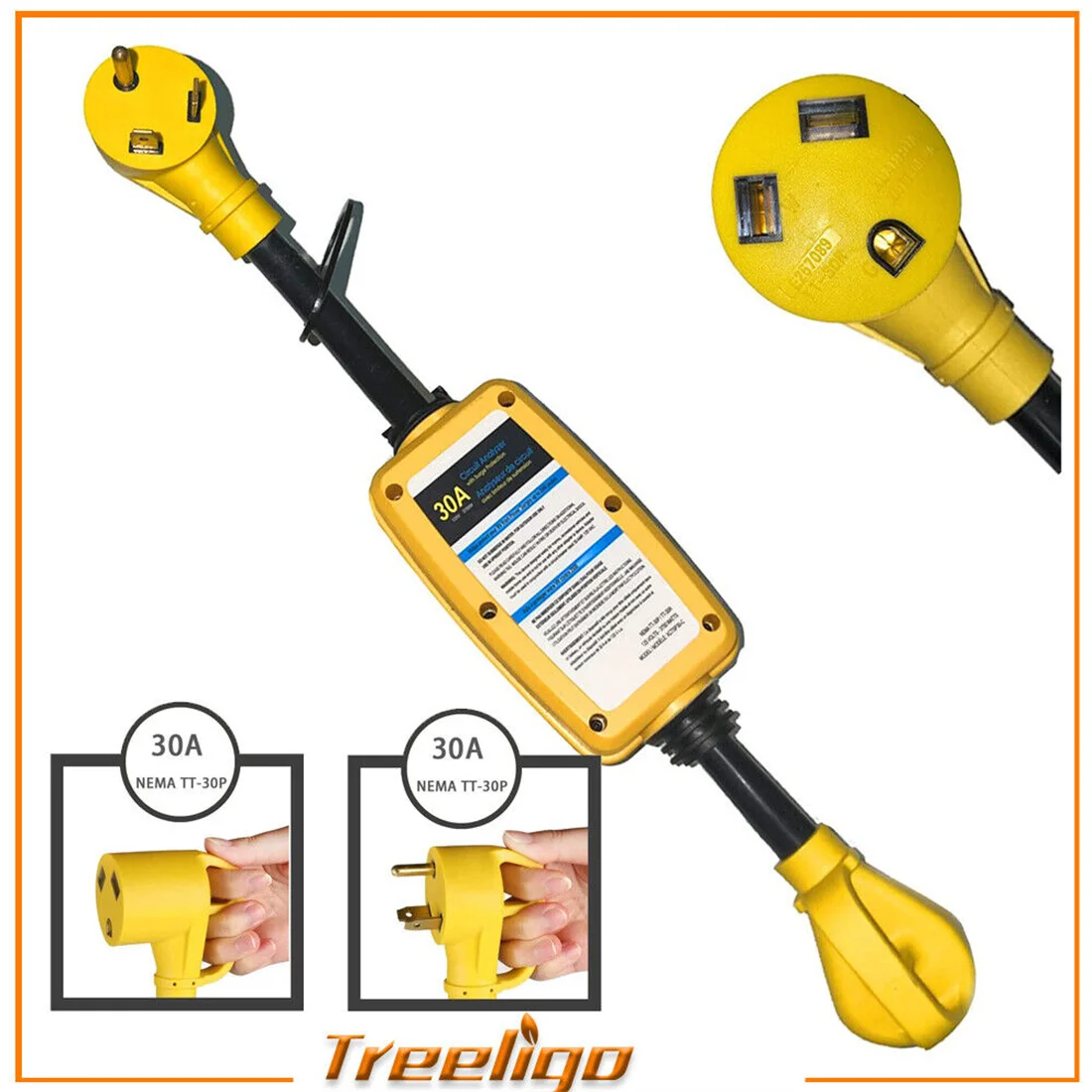 RV Surge Power Protector 30A 125V Circuit Analyzer LED Indicator Light US Plug Grip Handle NEMA TT-30P For Boat Motorhome Camper 100w eu us plug electric soldering iron rapid heating led indicator light welding solder iron triangle tips repair rework tools