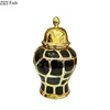 Black Checkered Pattern General Tank Golden Stripes Porcelain Ginger Jar Creative Vases Dresser Table Jewelry Cosmetic Container 6