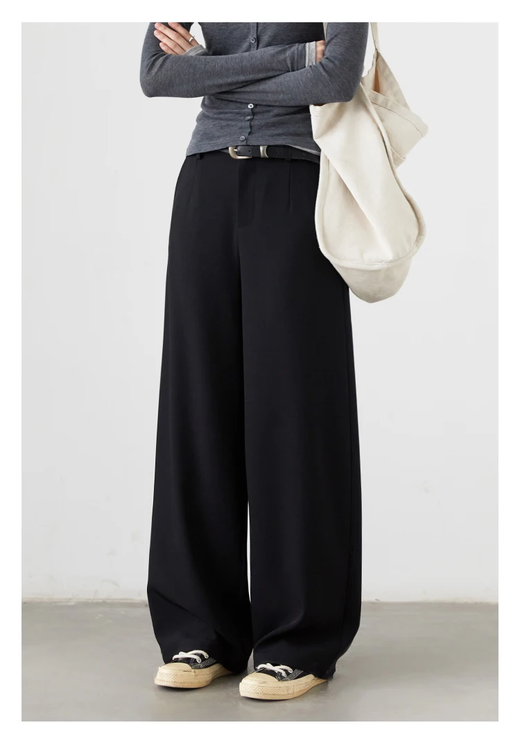 CHIC VEN Women Pants Solid Casual Slim Straight Leg Suit Wide Leg Ladies Trousers Spring Autumn 2025 Clothing for Woman