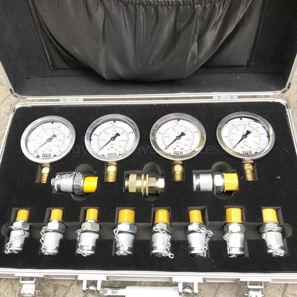 Manometer Parts For Excavator Pressure Gauge Hydraulic Pump Pressure Gauge Oil Test Meter Box Set Repair Tool