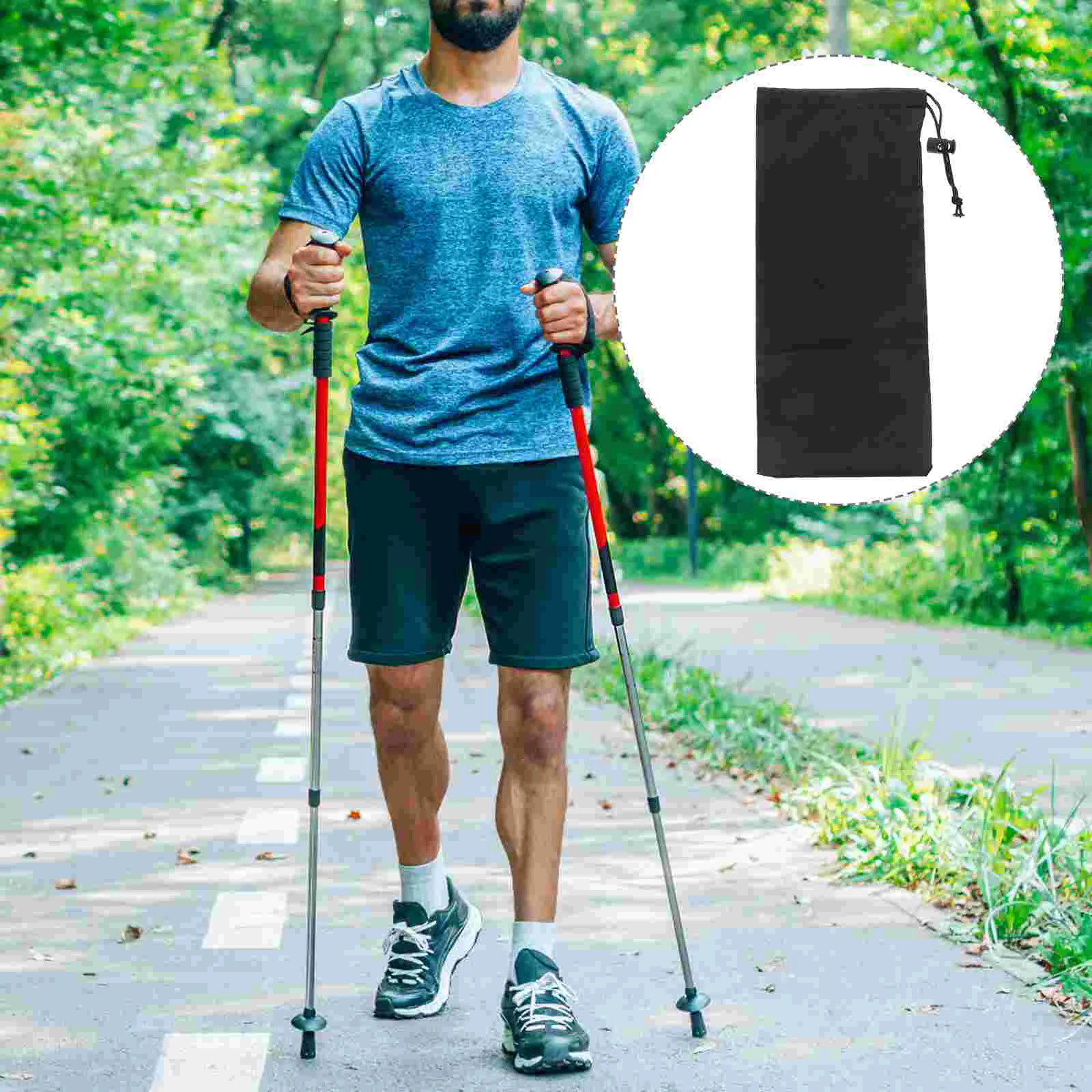 Foldable Alpenstock Storage Bag Hiking Bag Alpenstock Package Walking Stick Accessories (black) 4
