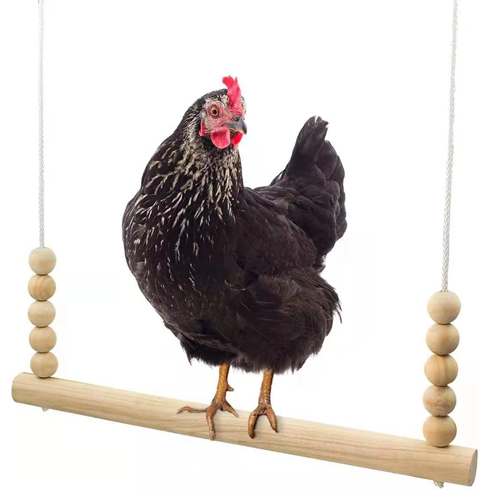 Hanging Bird Swing Toy Chicken Coop Rest Wooden Pet Swing Toy Perch Fun Chicken Bird Exercise Cage Pet Training Accessories bird swing toy