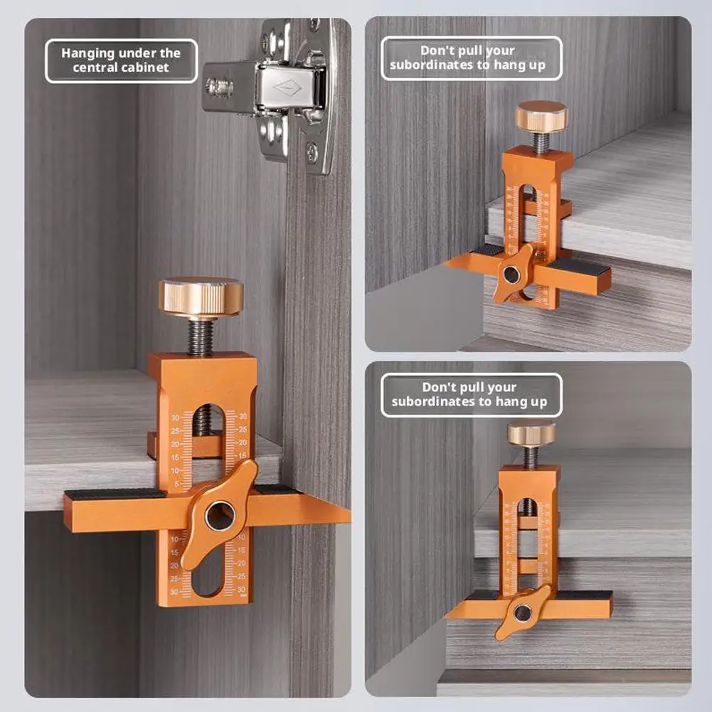 Woodworking Cabinet Door Installation Jig,Cabinet Closet Door Quick Positioning Tool, Aluminum Adjustable Clamping Range 7-40mm