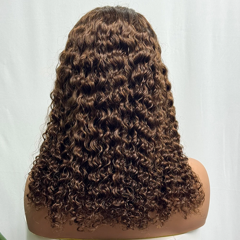 5x5 Lace 300% Density  Water Wave Deep Curly Hair Wig Double Drawn Human Hair Wig Transparent Lace Front Wig for Black Women