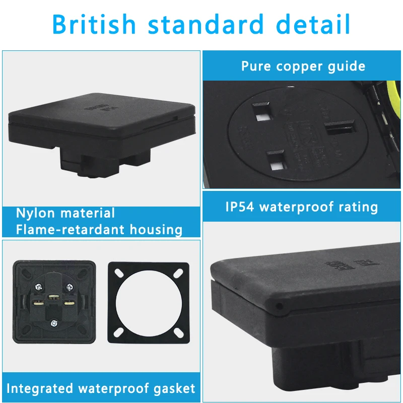 French/European/British Standard IP44 16A 250V Electrical Waterproof Socket with cover Industrial AC Power Dustproof Outlet electrical power socket electrical sockets