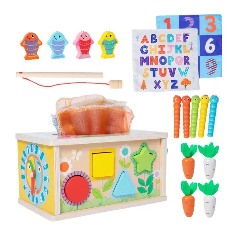 

Wooden Play Kit Montessori Toy Fishing Game Shape Puzzles Harvest Carrot Play Educational STEM Construction Toys For Kids Gifts