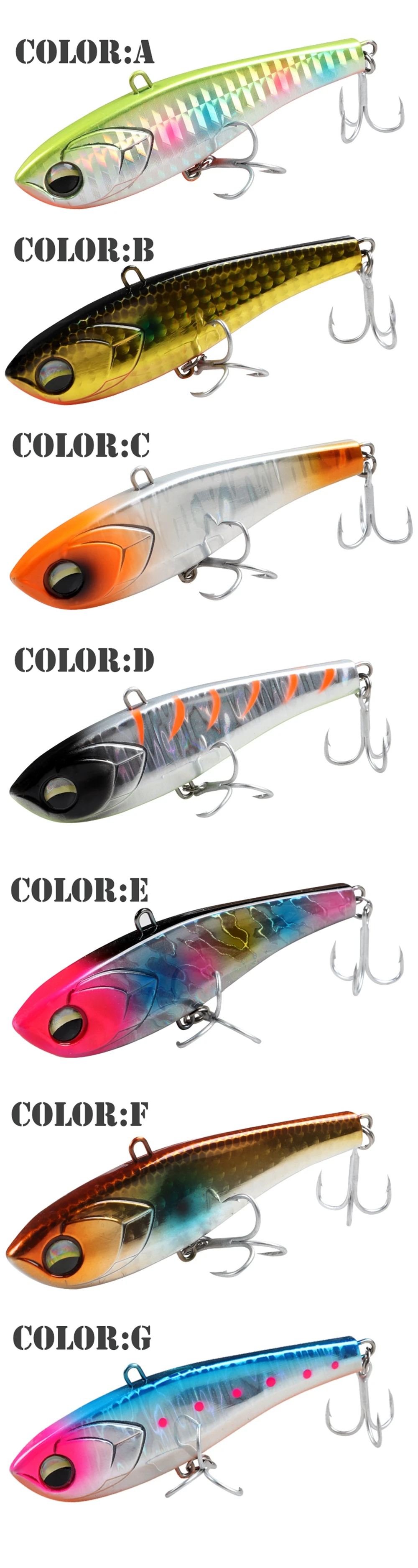 JOHNCOO 70 mm/90 mm Vibration sinkende Köder mit Eisenplatte, lippenloser VIB-Angelköder, Wobbler, Eisbalance, Angeln für Hecht – Detail 6