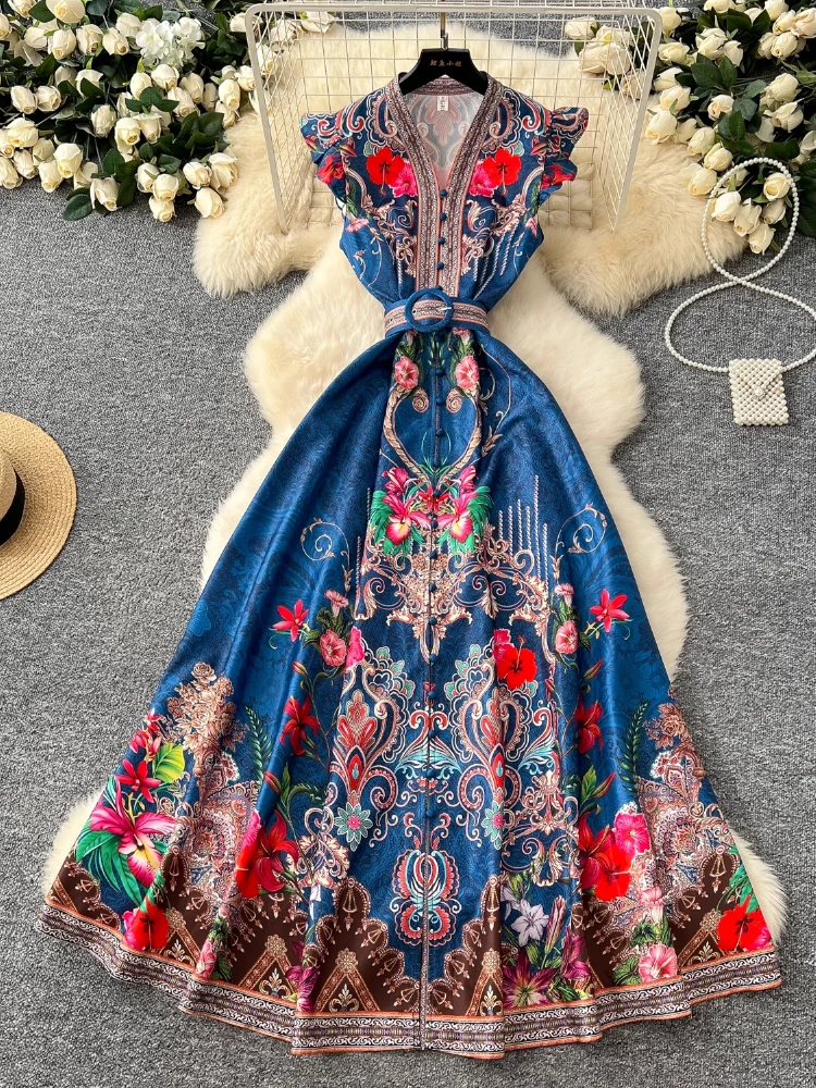 France Elegant Vintage Palace Evening Dress Women Sashes