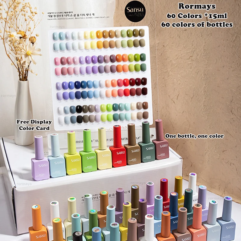 

Rormays 60 Colors Gel Polish Set Color Sansu Gel Polish 60 Different Bottles For Nail Art Design Whole Set Nail Gel Learner Kit