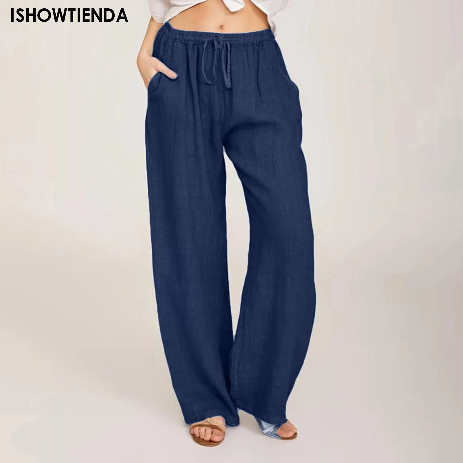 

Summer And Autumn New Casual Women's Wear In Europe, America, And Europe Large Loose Cotton Hemp Casual Pants