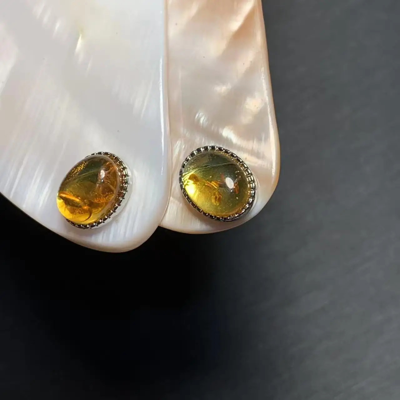 MM Natural Amber 925 Sterling Silver Stud Earrings for women Jewelry Gift Prevent allergy gem jewelry Genuine red stone