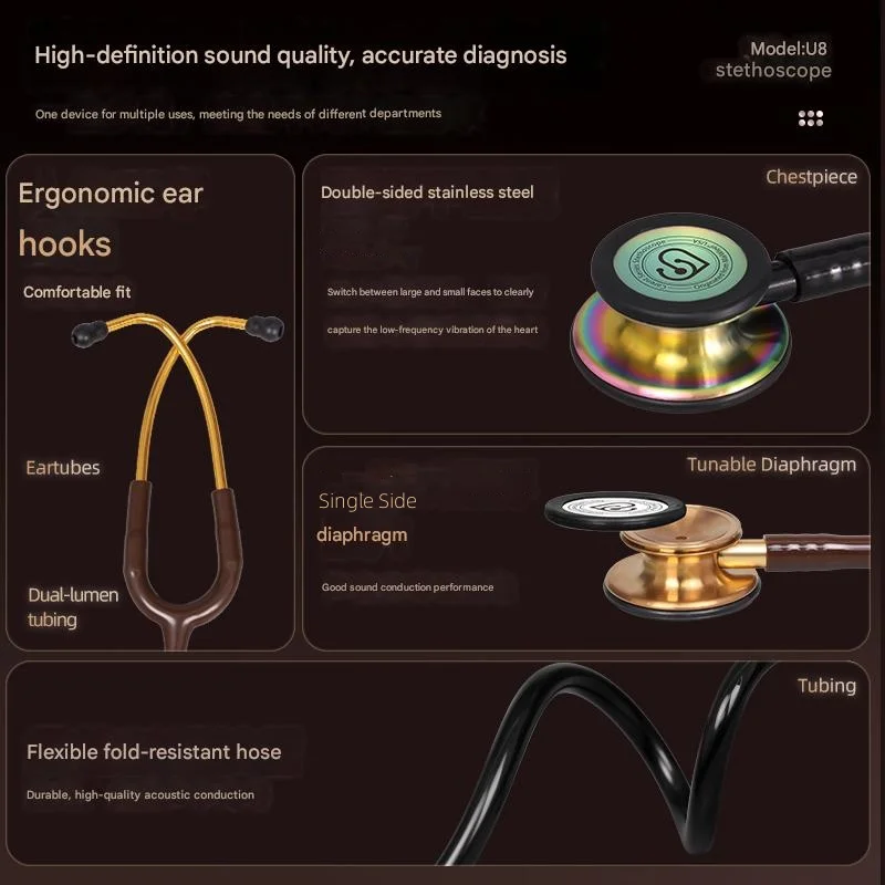 Medical Double Sided Stethoscope Professional Portable Cardiology Stethoscope Medical Equipment Nurse Doctor