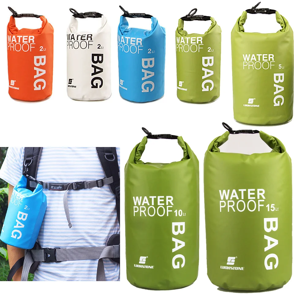 2L/5L/10L/15L Waterproof Dry Bag Lightweight Phone Pouch Swimming Drifting Kayaking River