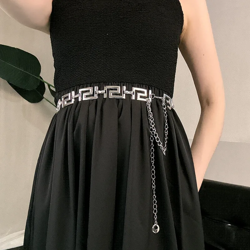 Designer Metall-Taillenkette Gold und Silber Damen Neue Mode Kleidergürtel Trendiger Kettengürtel – Detail 1