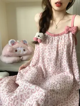 Sanrio Pajamas Dress Woman Sleeping Skirt Halter Sleepwear Long Dresses Negligee Summer Nightdress Casual Home Dress New Arrival 1