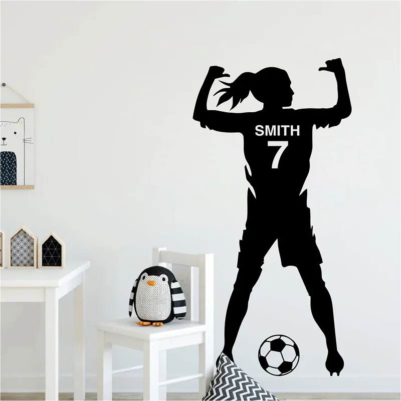 Sticker mural PSG avec nom personnalisé Ballon de football et