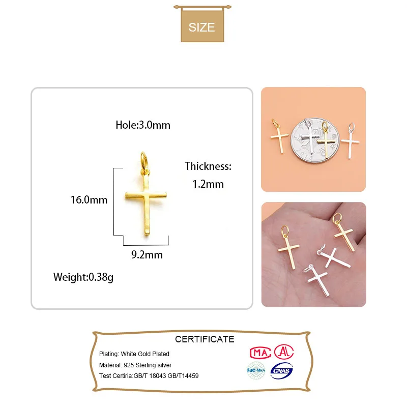 925 Sterling Silver Cross Charm Pendant Handmade DIY Jewelry Accessories silver necklace charms,pendant necklace,silver necklace,silver pendant