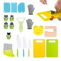 19PCS Montessori Kitchen Tools For Toddlers-Kids Cooking Sets Safe For Real Cooking Toddler Crinkle Cutter Kids Cutting Board 1