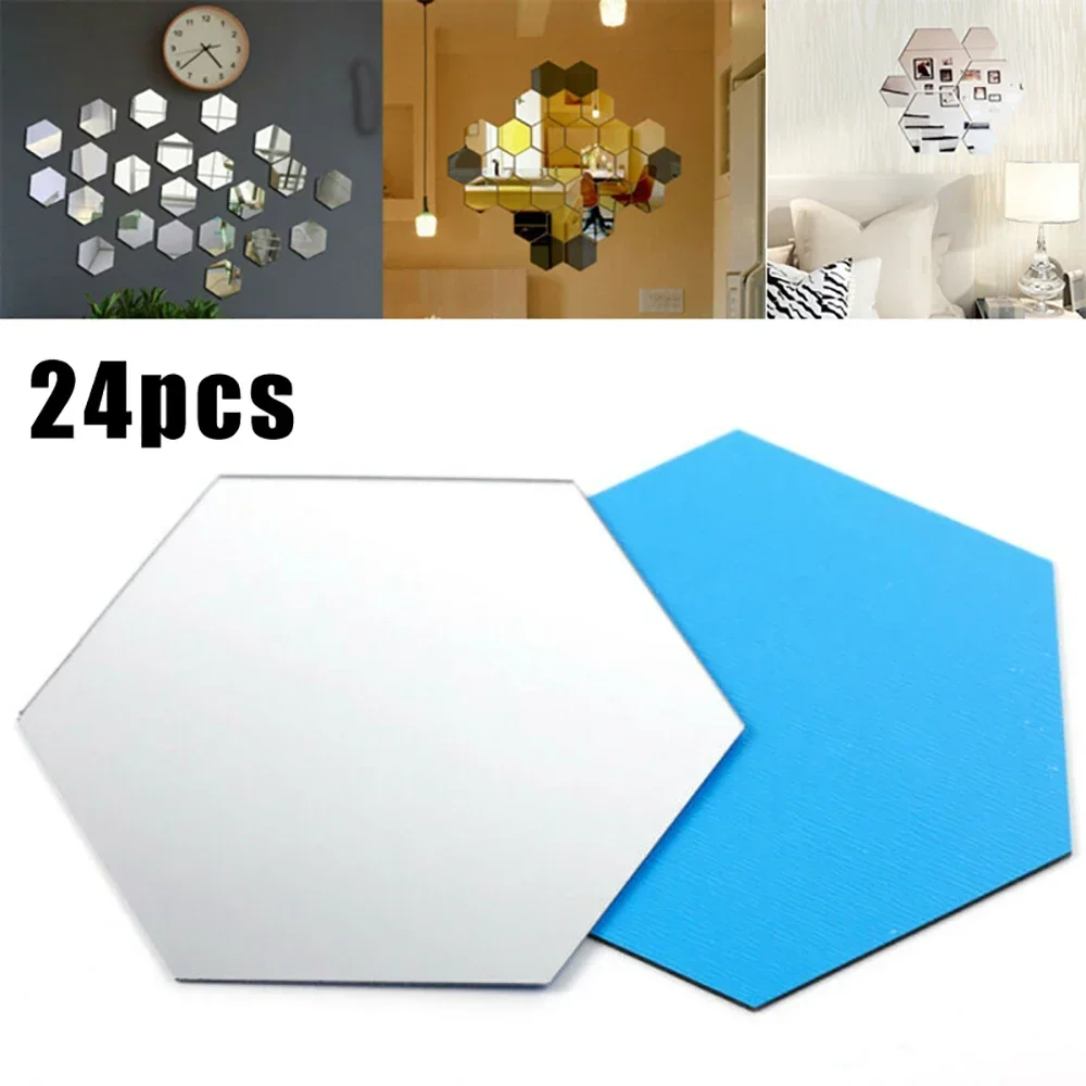 3D Hexagon Mirror Sheets 24pcs Flexible Removable Self Adhesive Mirror Wall Stickers Home Living Room Bedroom Wall Decoration wall sticker,mirror wall sticker