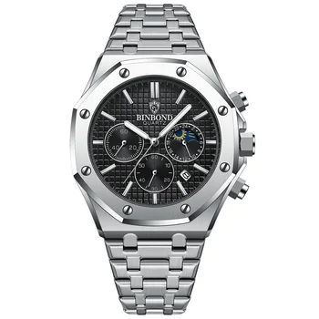 Chronograph Sport Wristwatch - Stainless Steel - Date Clock 7