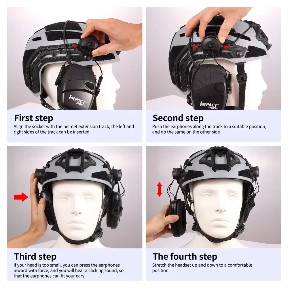 Army Shooting Earmuffs Tactical Helmet/Head Headset Electronic Hearing Protector Equipped with ARC Rail(Options)