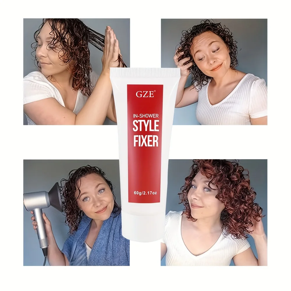 GZE In-Shower Style Fixer-Long-lasting Hold Hair Styling Gel for All Hair Types, Water-Activated Formula for Easy Application