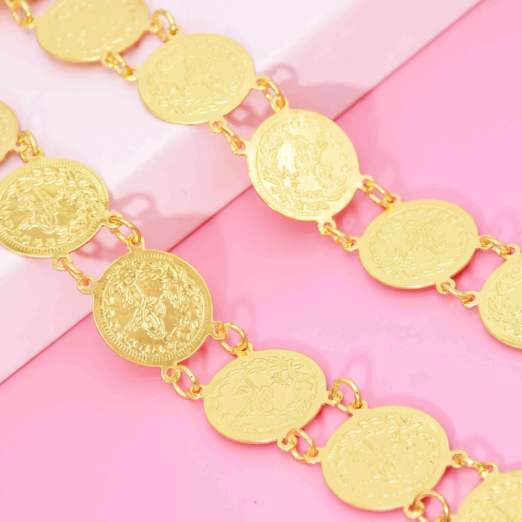 Goldene silbrige einreihige Münzgürtel türkische ethnische Tanzparty Taille Bauchketten Vintage afghanischer kürdischer Indien Körperschmuck – Detail 13