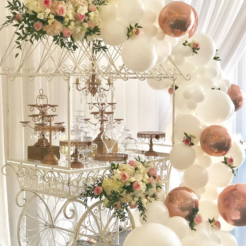 

Wedding Party Garden Decoration Flower Metal Display Cart rack White Gift Candy Cart for wedding