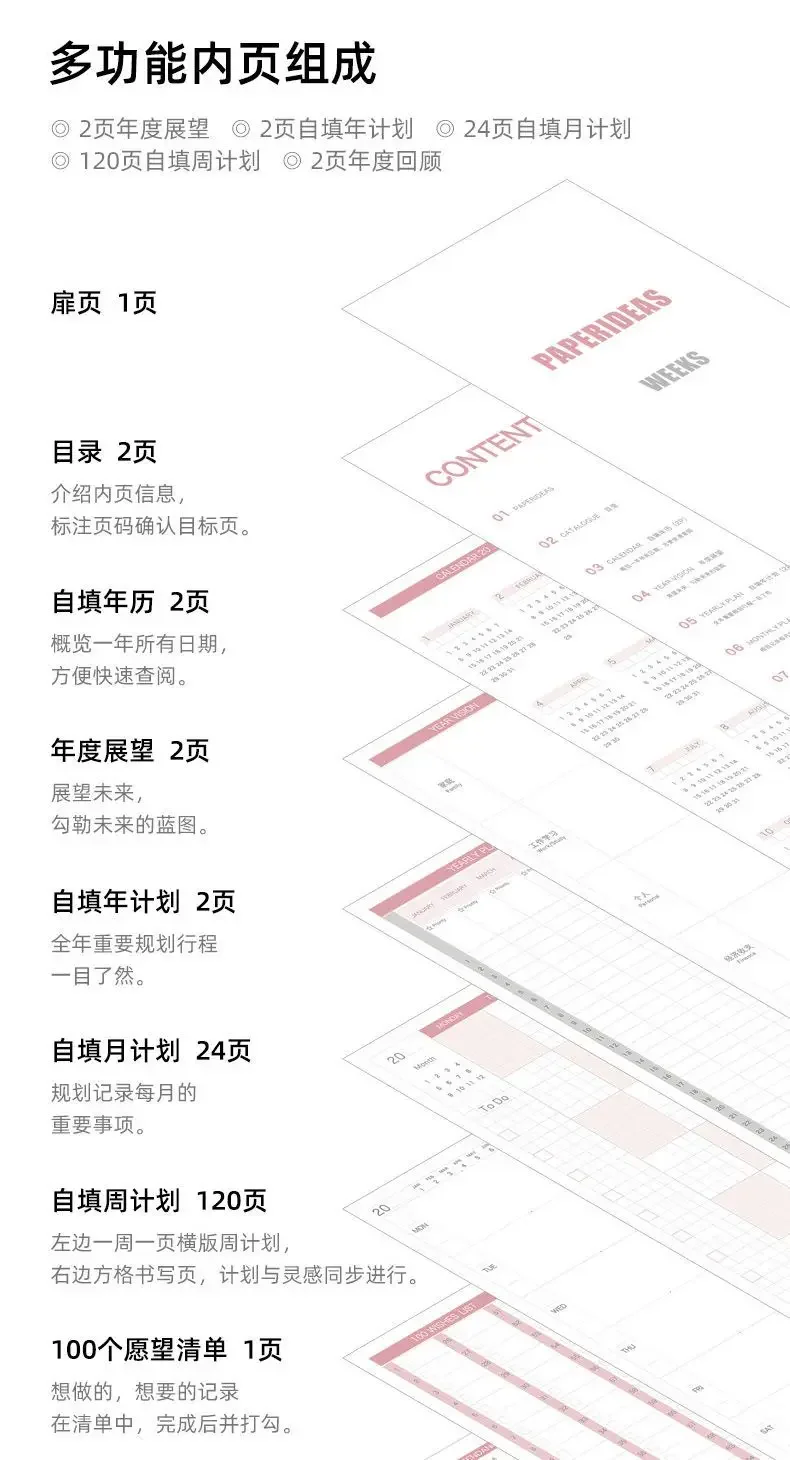 Minimalist Weekly Planner Notebook - Portable Diary for Girls