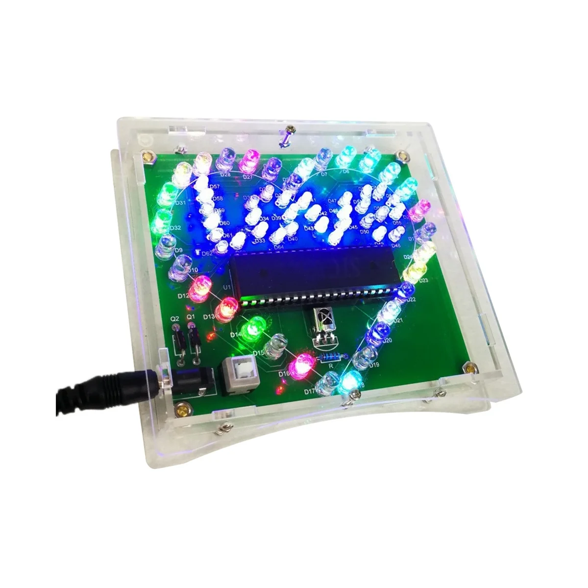 DIY Electronic Kit Colorful LED Flash Love Heart DIY Remote Control